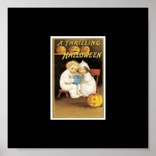 Póster Pintura de Halloween de crianças lendo história fa