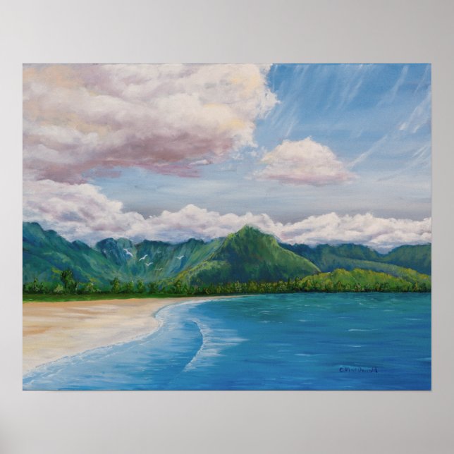 Poster Pintura de Hanalei Bay Hawaii (Frente)