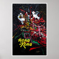 Pintura de Hong Kong Arte de Cartaz de Viagem da C