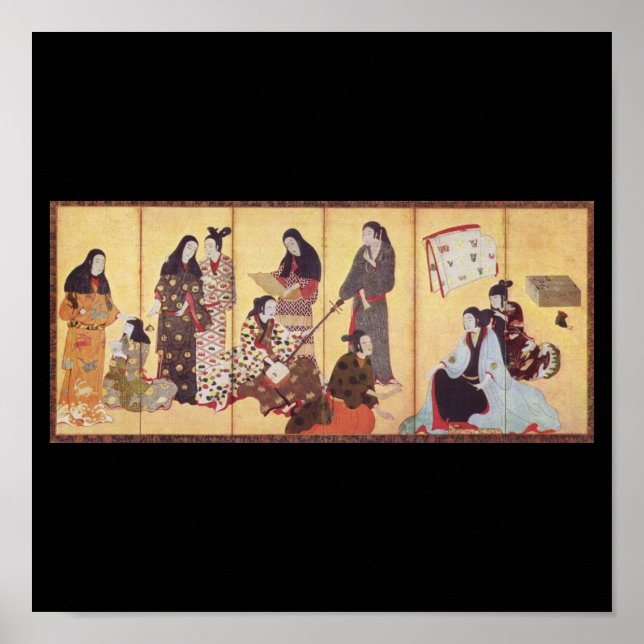 Poster Pintura de Iwasa Matabei c. 1650 Japão (Frente)