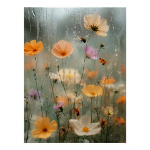 Póster Pintura de Jardim de Flores Silvestres Sonhador Ch