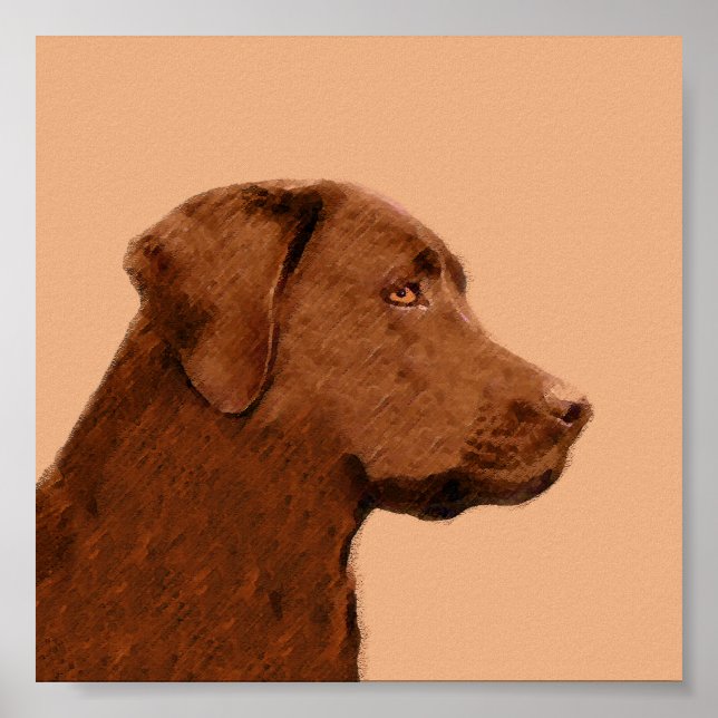 Póster Pintura de Labrador Retriever (Chocolate) - Arte C (Frente)