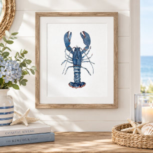 Poster Pintura de Lagosta Azul em Aquarela Arte de Parede