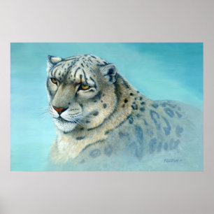 Poster Pintura de Leopardo da Neve-