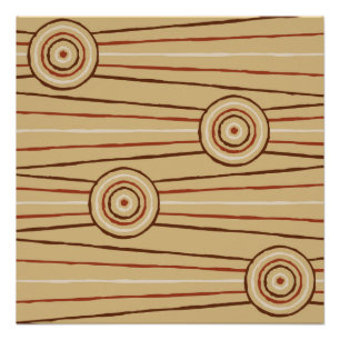 Póster Pintura de linha e círculo aborígines