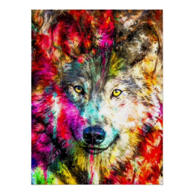 Póster Pintura de Lobo (Frente)