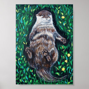 Poster Pintura de Lontra Relaxada