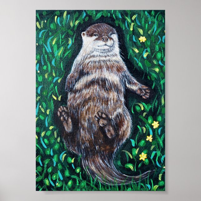 Poster Pintura de Lontra Relaxada (Frente)
