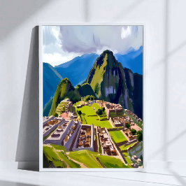 Poster Pintura de Machu Picchu Peru