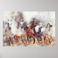 Pintura de manipulação digital de cavalos selvagen