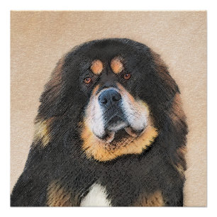 Póster Pintura de Mastiff Tibetano - Arte de Cachorro Ori