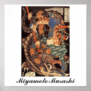 Póster Pintura de Miyamoto Musashi c. década de 1800
