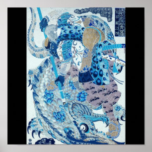 Póster Pintura de Miyamoto Musashi cerca de 1800's