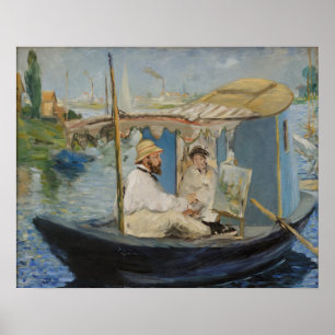 Poster Pintura de Monet em seu barco do estúdio por Mane