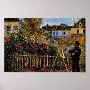Póster Pintura de Monet em seu jardim em Argenteuil