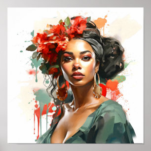 Poster Pintura de mulher afro-americana