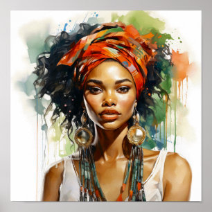 Poster Pintura de mulher afro-americana