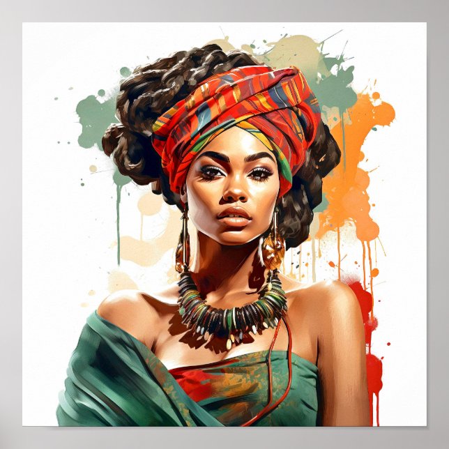Poster Pintura de mulher afro-americana (Frente)