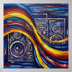 Poster Pintura de música abstrato