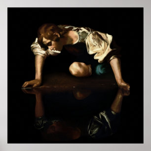 Poster Pintura de Narciso inspirada por Caravaggio