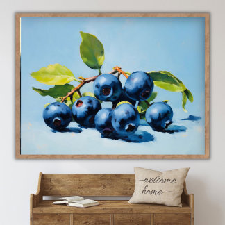 Poster Pintura de Natureza Morta de Mirtilo Arte de Fruta