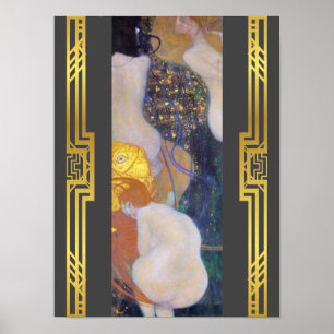 Poster Pintura de Nouveau de Klimt Goldfish Restaurado