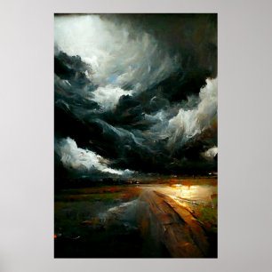 Poster Pintura de nuvens inspirada em Blues do tempo das