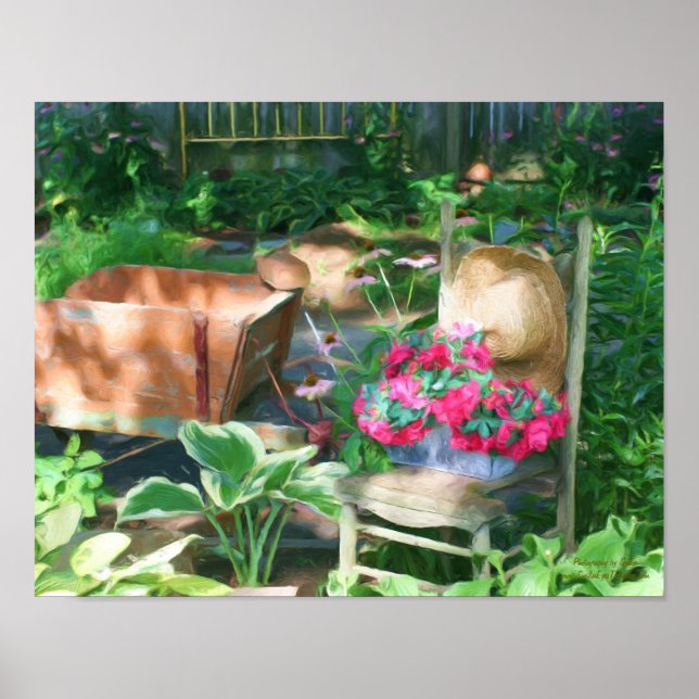 Póster Pintura de óleo de arranjo de jardim da Flor (Frente)