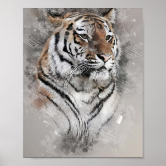 Poster pintura de óleo de cor d'água majestosa com cabeça