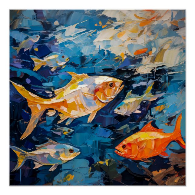 Póster Pintura de óleo de peixe (Frente)