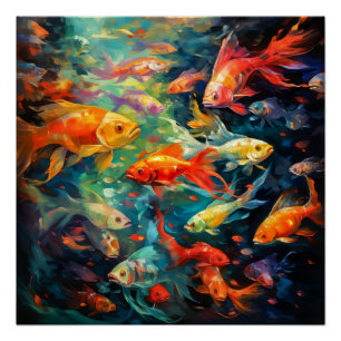 Póster Pintura de óleo de peixe
