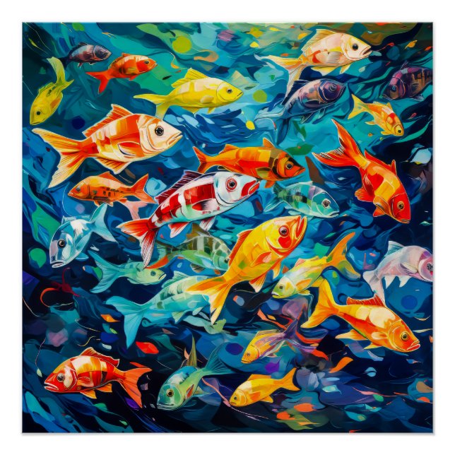 Póster Pintura de óleo de peixe (Frente)