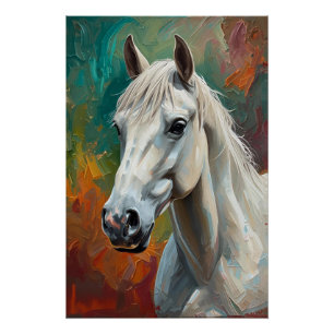 Póster Pintura De Óleo Vibrante De Retrato Branco Artísti