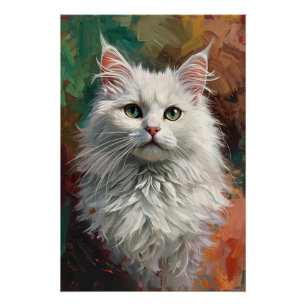 Póster Pintura De Óleo Vibrante De Retrato De Gato De Âng