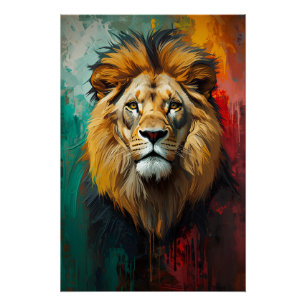 Póster Pintura De Óleo Vibrante De Retrato Real Artístico