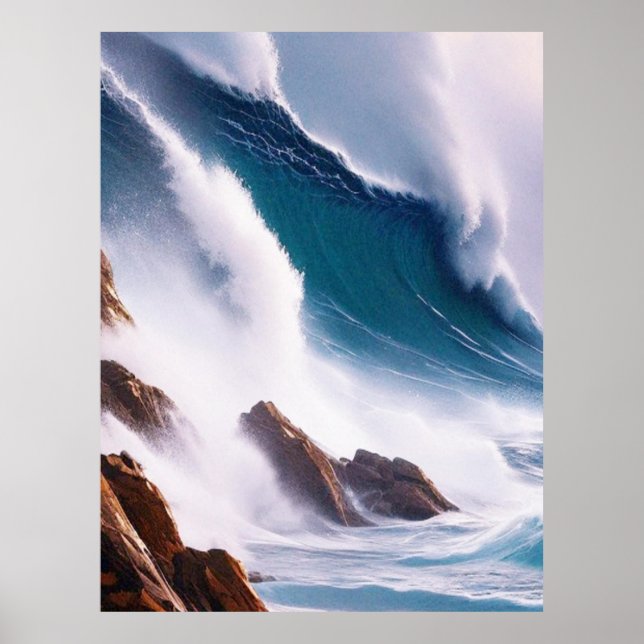 Poster Pintura de Ondas Maiestosas no Oceano (Frente)