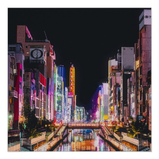 Póster Pintura de Osaka à Noite  (Frente)