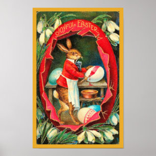 Poster Pintura de Ovos de Páscoa Páscoa de Vintagem Ver