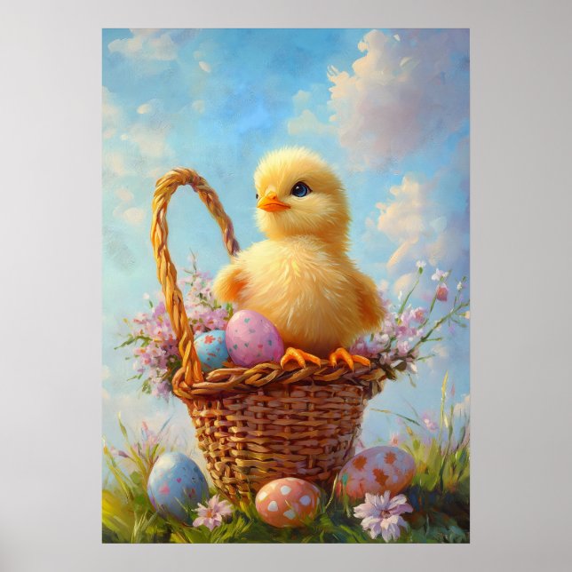 Poster Pintura de ovos de Pintinho páscoa (Frente)
