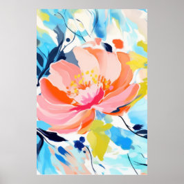Poster pintura de padrão abstrato floral
