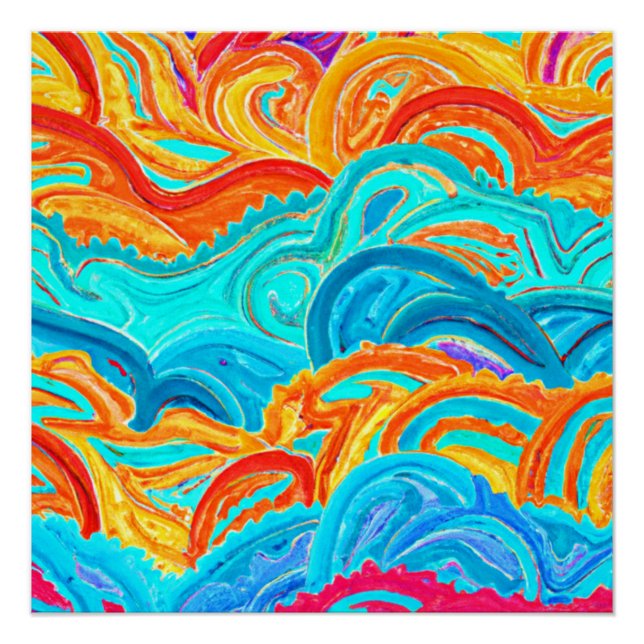 Póster Pintura de Padrões de Ondas. Comprar Agora (Frente)