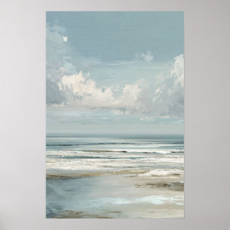 Poster Pintura de Paisagem Costeira com Horizonte Oceânic