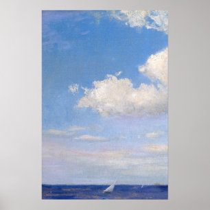 Poster Pintura de paisagem em veleiro azul
