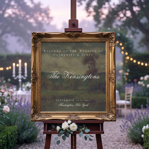 Poster Pintura de Paisagem Vintage Bem-Vindo Casamento