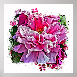Poster *~* Pintura de Peony Rosa Arte - Pintura Artístic