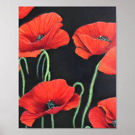 Poster Pintura de pintura de Poppies Vermelhos
