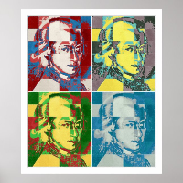 Póster Pintura de pop Wolfgang Amadeus Mozart (Frente)