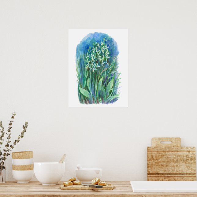 Poster pintura de primavera de orquídea branca (Cozinha)