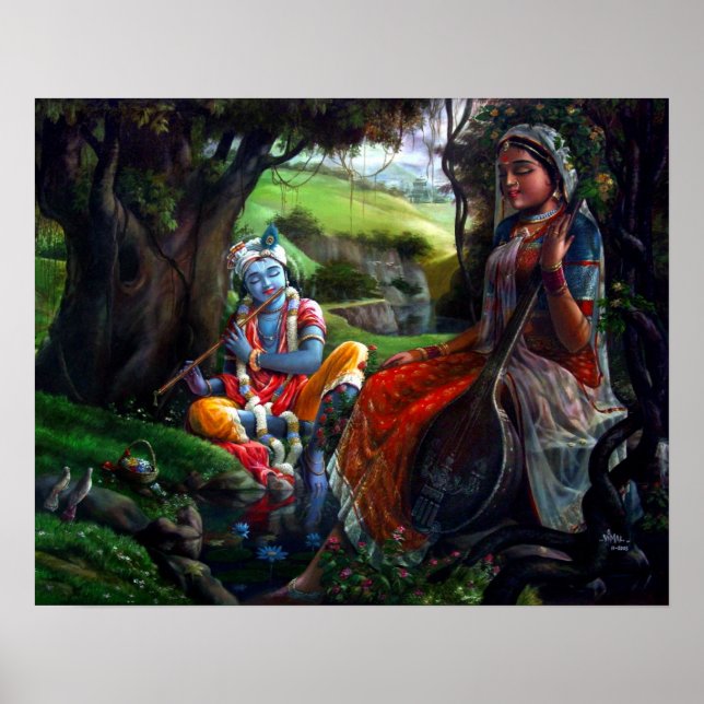 Póster Pintura de Radha Krishna (mitologia indiana) (Frente)