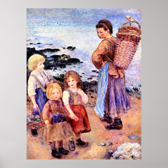 Poster Pintura de Renoir, Mossel Fishers na Berneval (Frente)